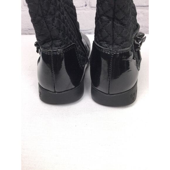 Pediped Naomi Patent Leather Side Zip Black Mid-calf Quilted Kids Boot Size 26 - Picture 6 of 12